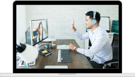 Reference image f a man in an online meeting
